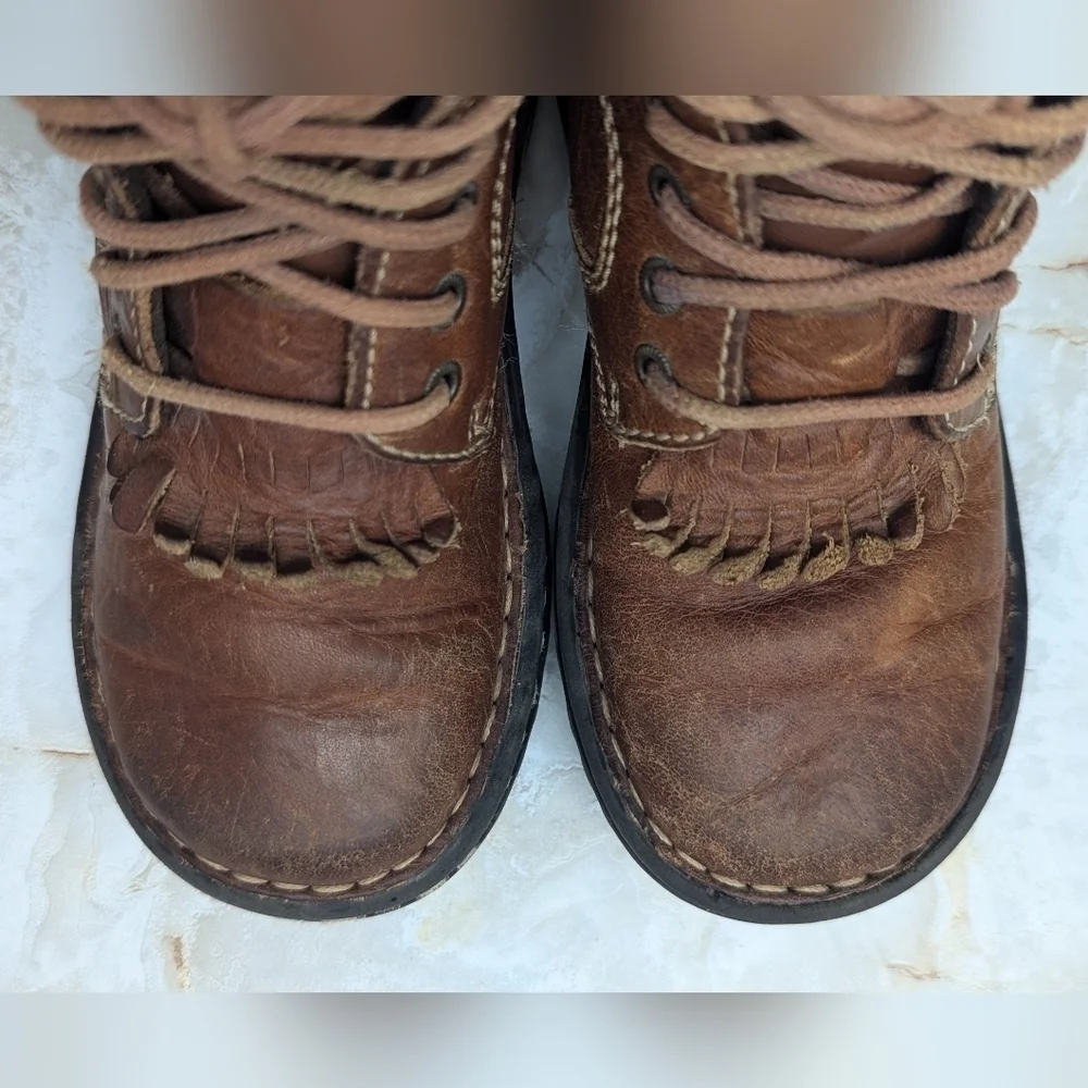 Kids Double H Leather Upper Boots Size 12D